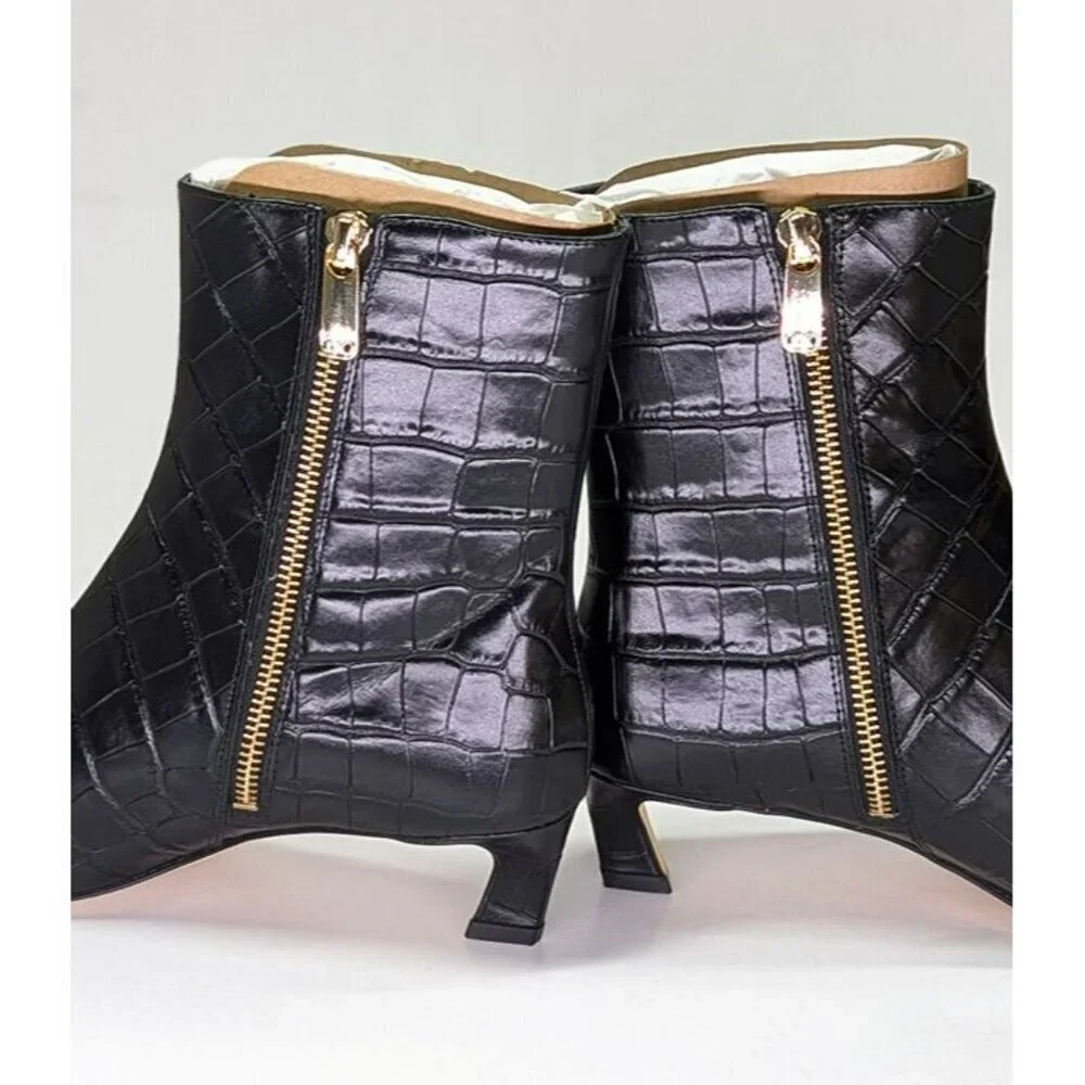 Michael Kors Women's Cosmo Croc-Embossed Booties Kitten Heel Size 6 (MSRP $175)